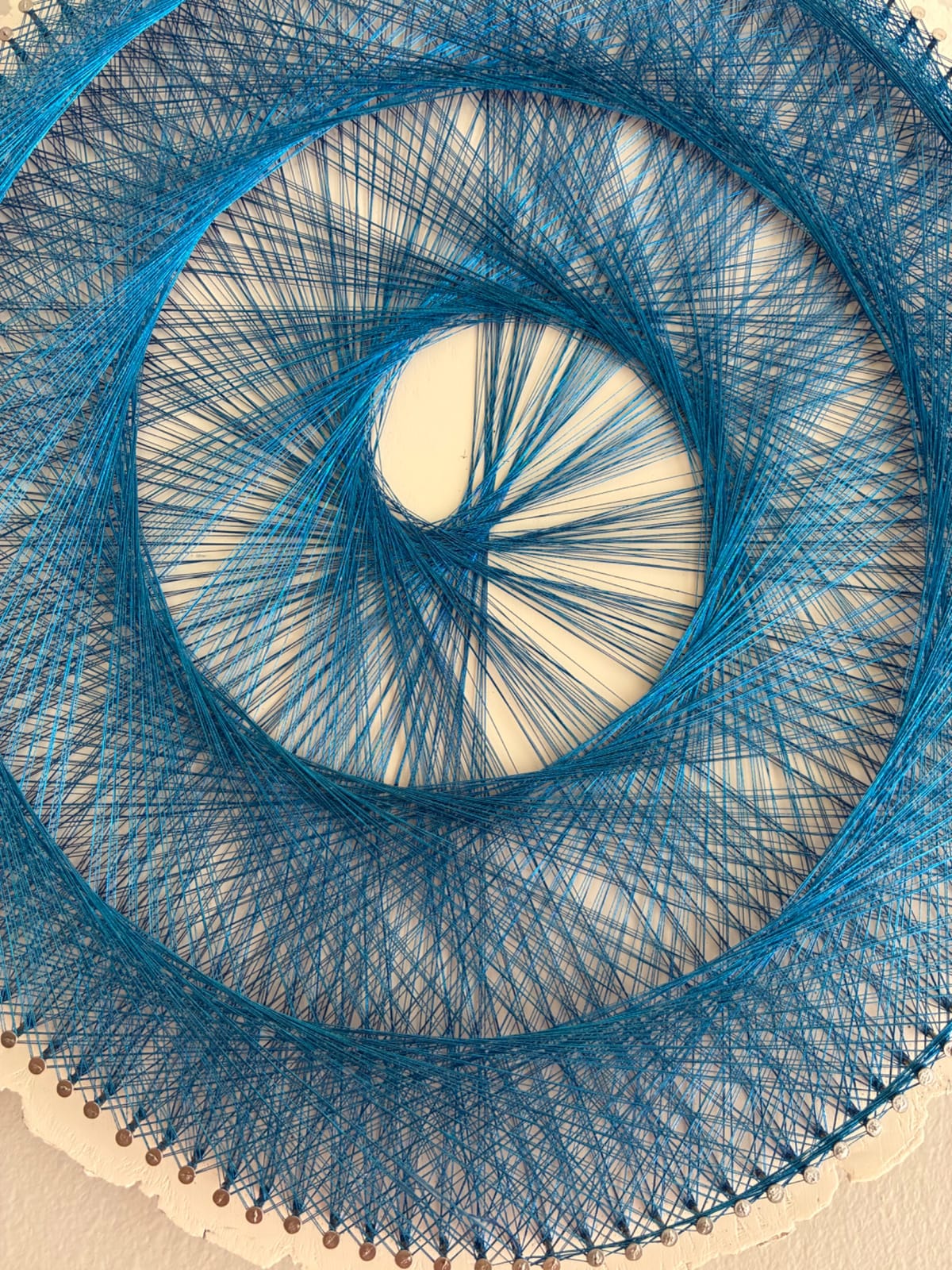 Deep Blue Spiral String Art - Handmade Geometric Wall Art, detail view 4 — handmade string art by Asja