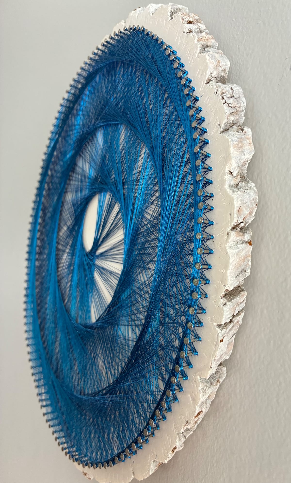Deep Blue Spiral String Art - Handmade Geometric Wall Art, detail view 5 — handmade string art by Asja