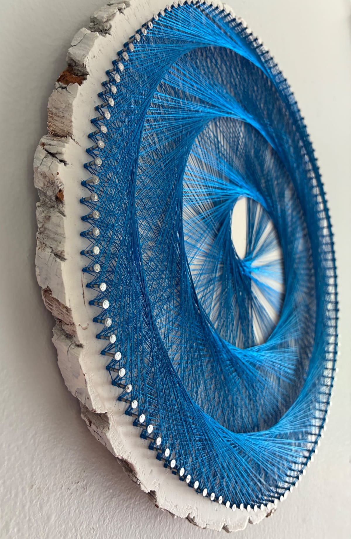 Deep Blue Spiral String Art - Handmade Geometric Wall Art, detail view 6 — handmade string art by Asja