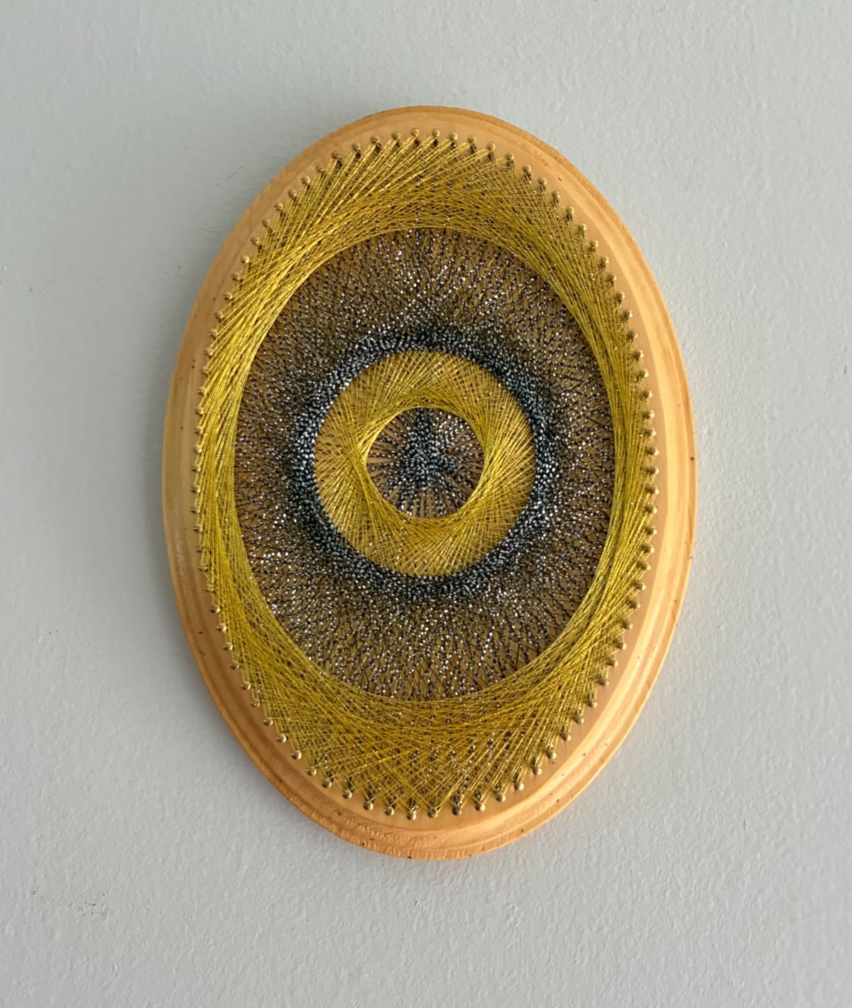 9” Gold & Charcoal Evil Eye String Art - Handmade 3D Dimensional Wall Art, detail view 3 — handmade string art by Asja