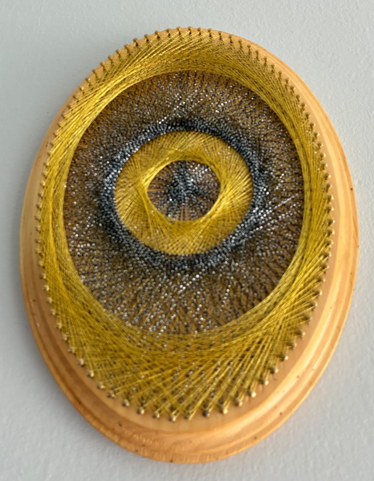 9” Gold & Charcoal Evil Eye String Art - Handmade 3D Dimensional Wall Art, detail view 4 — handmade string art by Asja