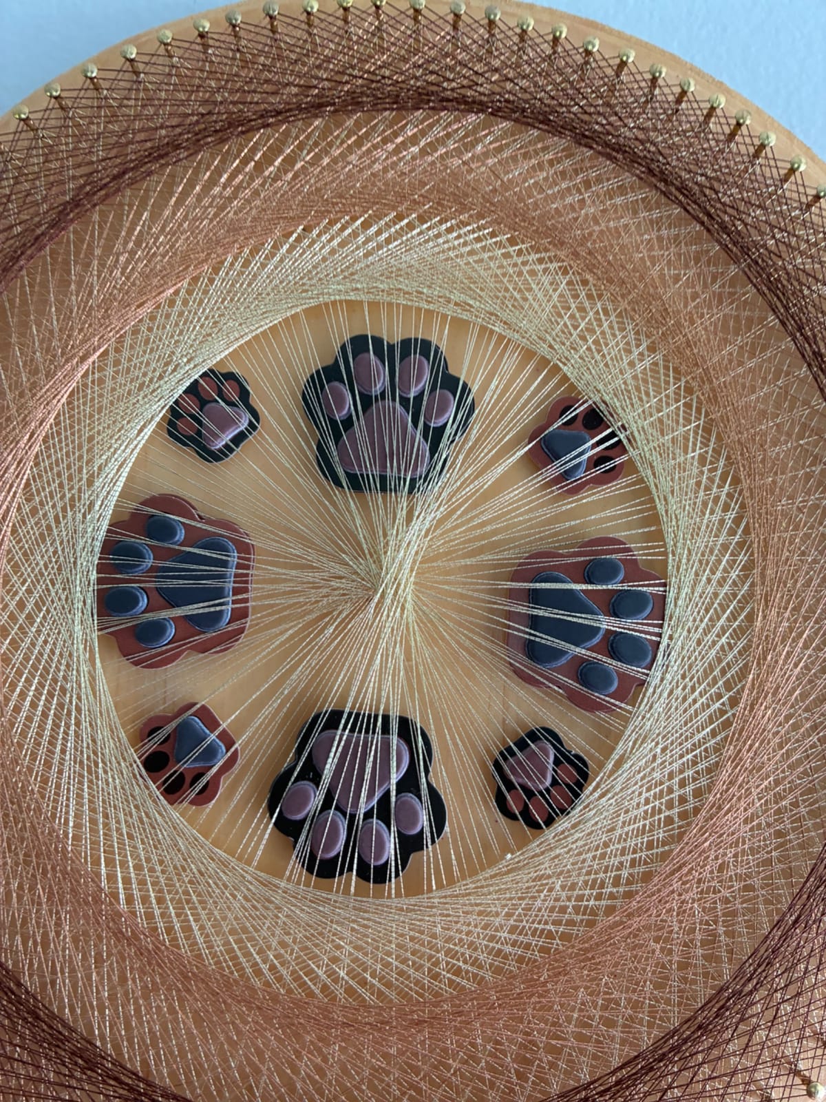 9” Paw Print String Art - Handmade Pet Lover Wall Art, detail view 3 — handmade string art by Asja