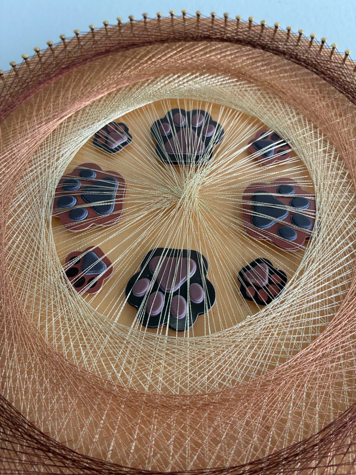 9” Paw Print String Art - Handmade Pet Lover Wall Art, detail view 4 — handmade string art by Asja