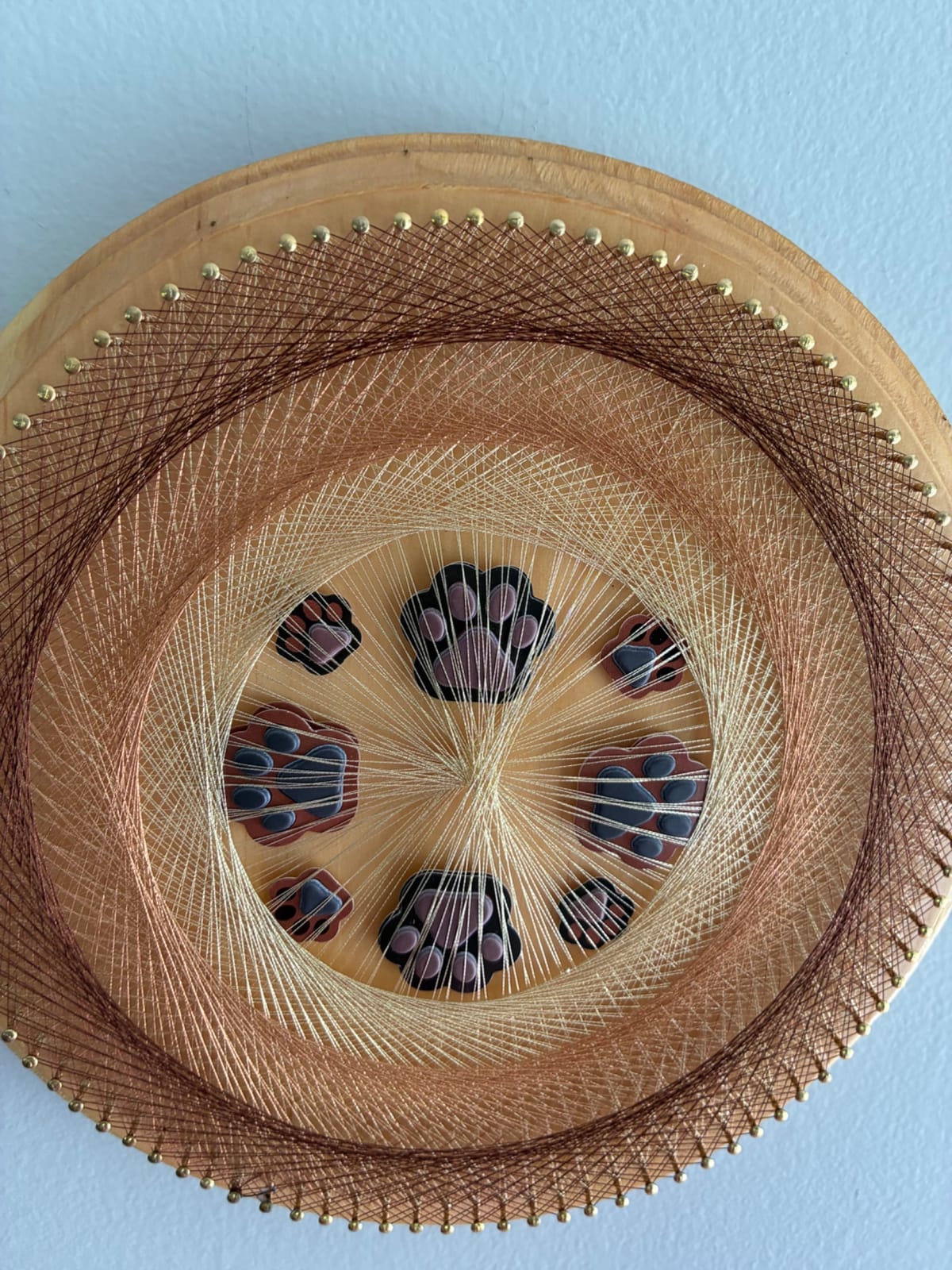 9” Paw Print String Art - Handmade Pet Lover Wall Art, detail view 6 — handmade string art by Asja