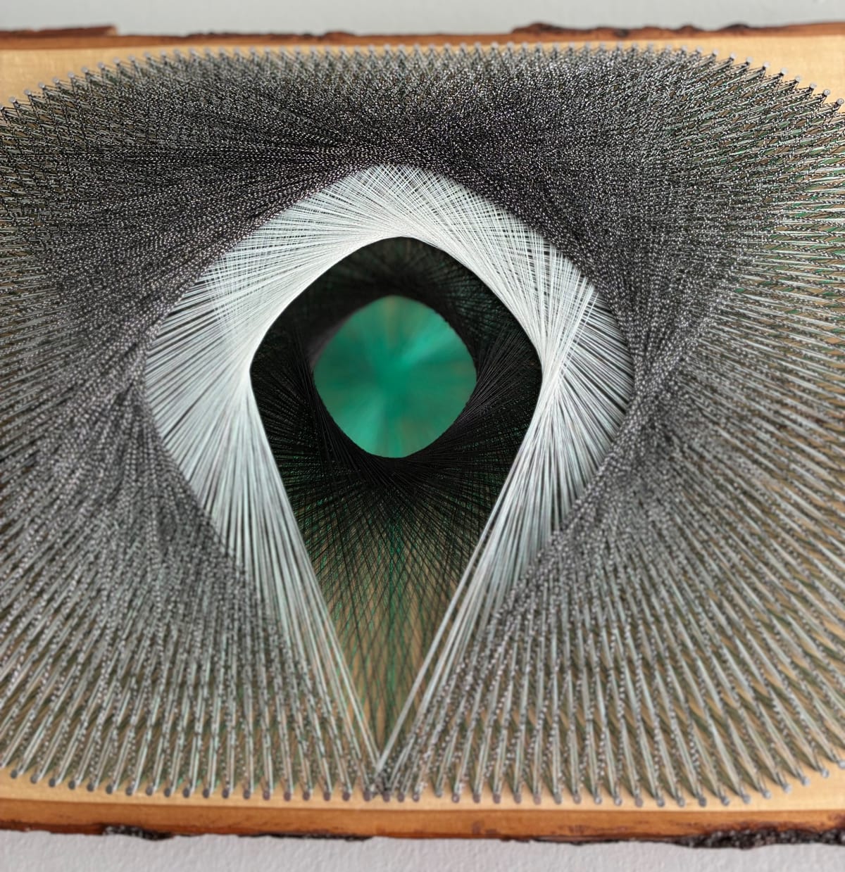Abstract Green Eye String Art - Handmade Modern Geometric Wall Art, detail view 4 — handmade string art by Asja