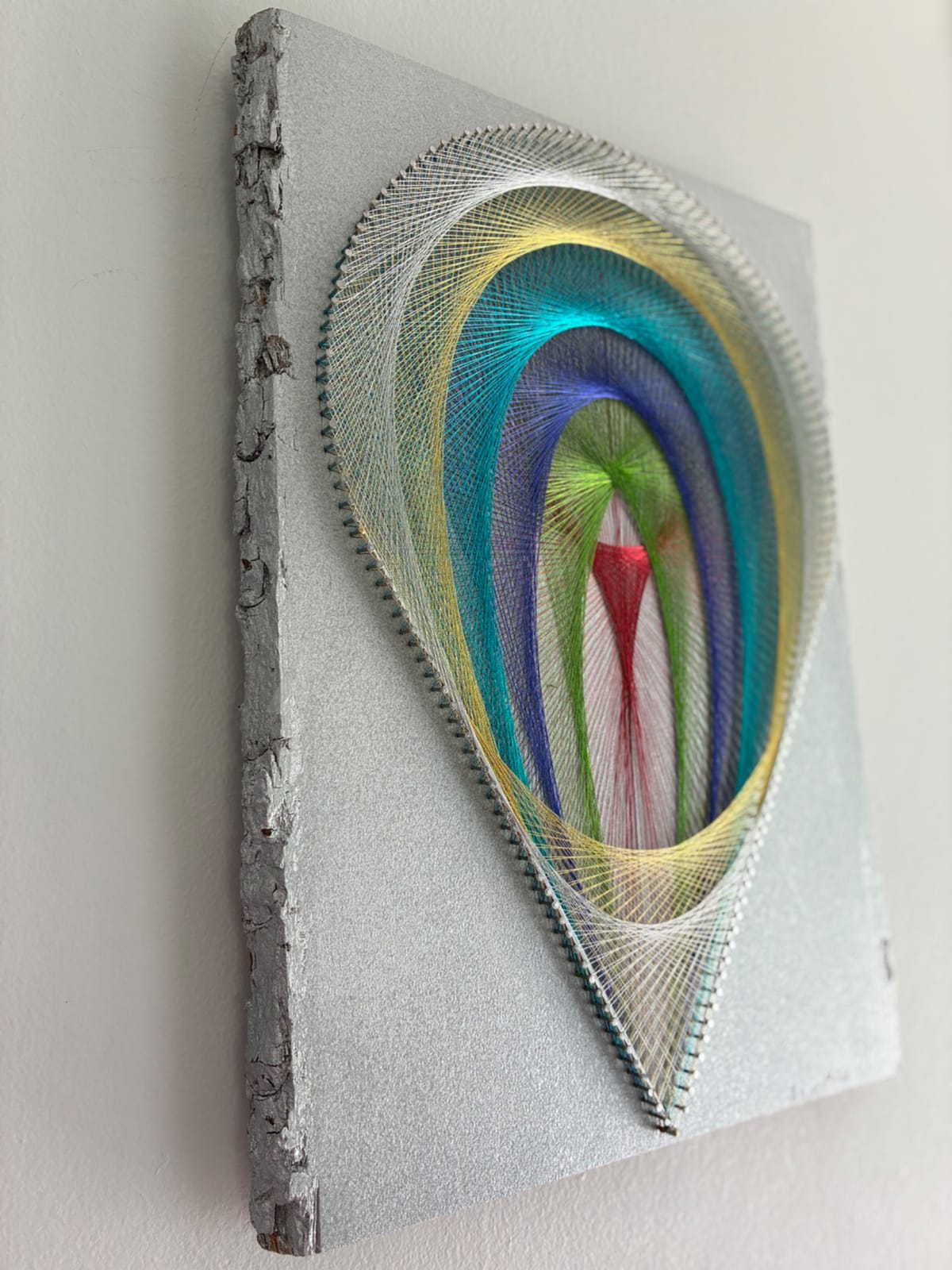 Jewel Tone String Art - Handmade Abstract Geometric Wall Art, detail view 4 — handmade string art by Asja