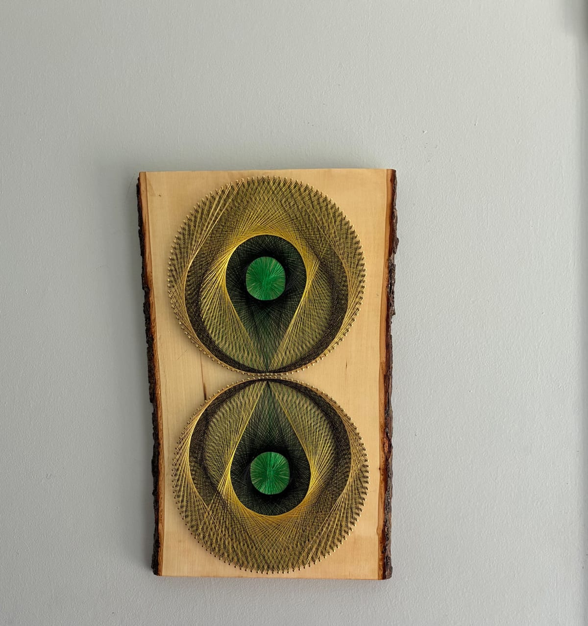 Double Green Eye String Art - Layered Optical Design, detail view 2 — handmade string art by Asja
