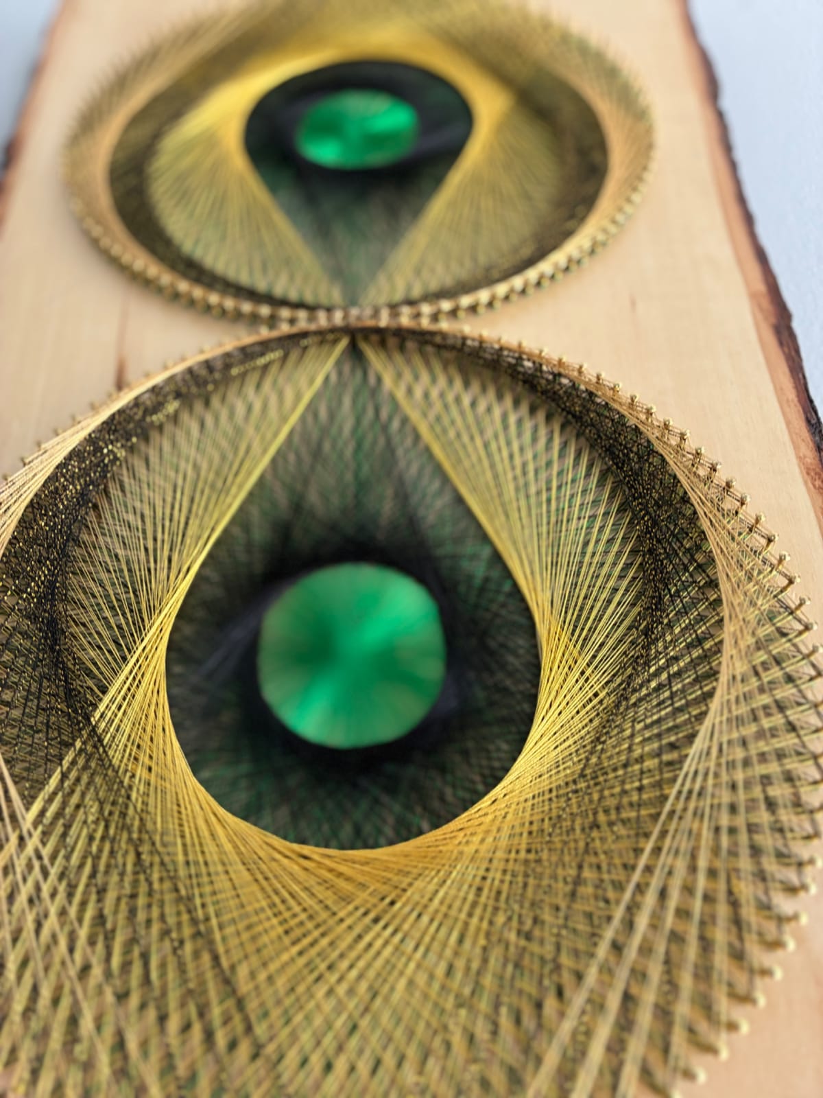 Double Green Eye String Art - Layered Optical Design, detail view 5 — handmade string art by Asja