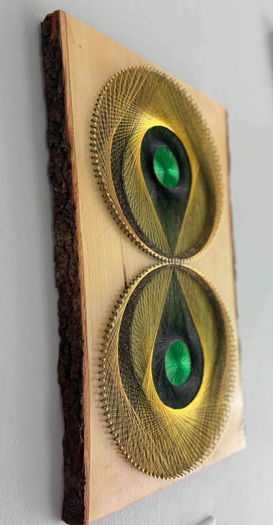 Double Green Eye String Art - Layered Optical Design, detail view 6 — handmade string art by Asja
