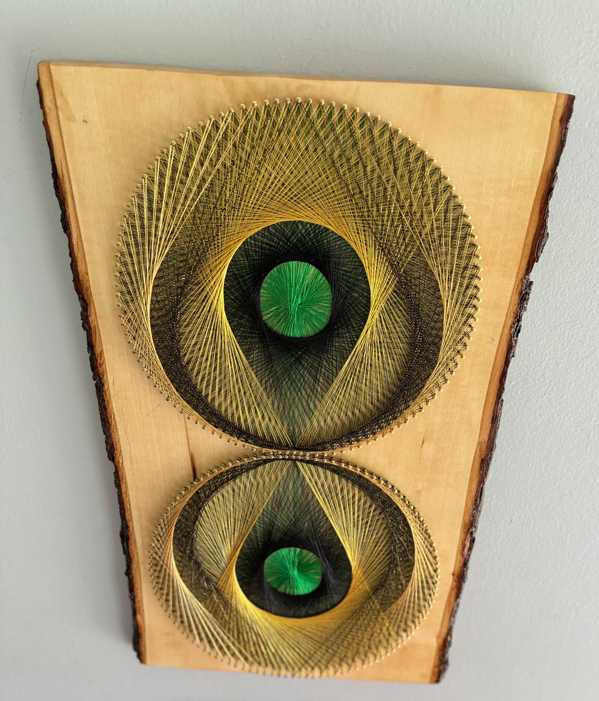 Double Green Eye String Art - Layered Optical Design, detail view 7 — handmade string art by Asja