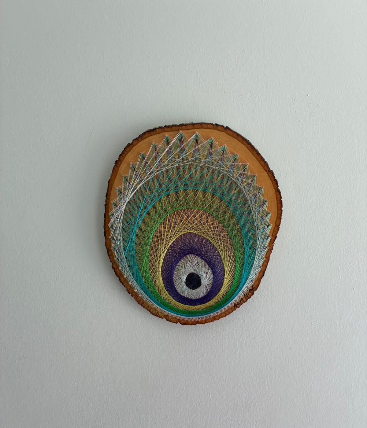 Peacock Tail String Art - Colorful Feather-Inspired Design, detail view 2 — handmade string art by Asja