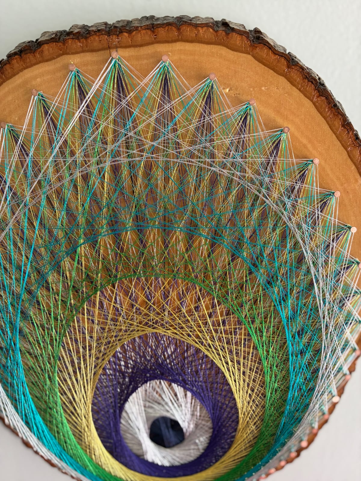 Peacock Tail String Art - Colorful Feather-Inspired Design, detail view 5 — handmade string art by Asja