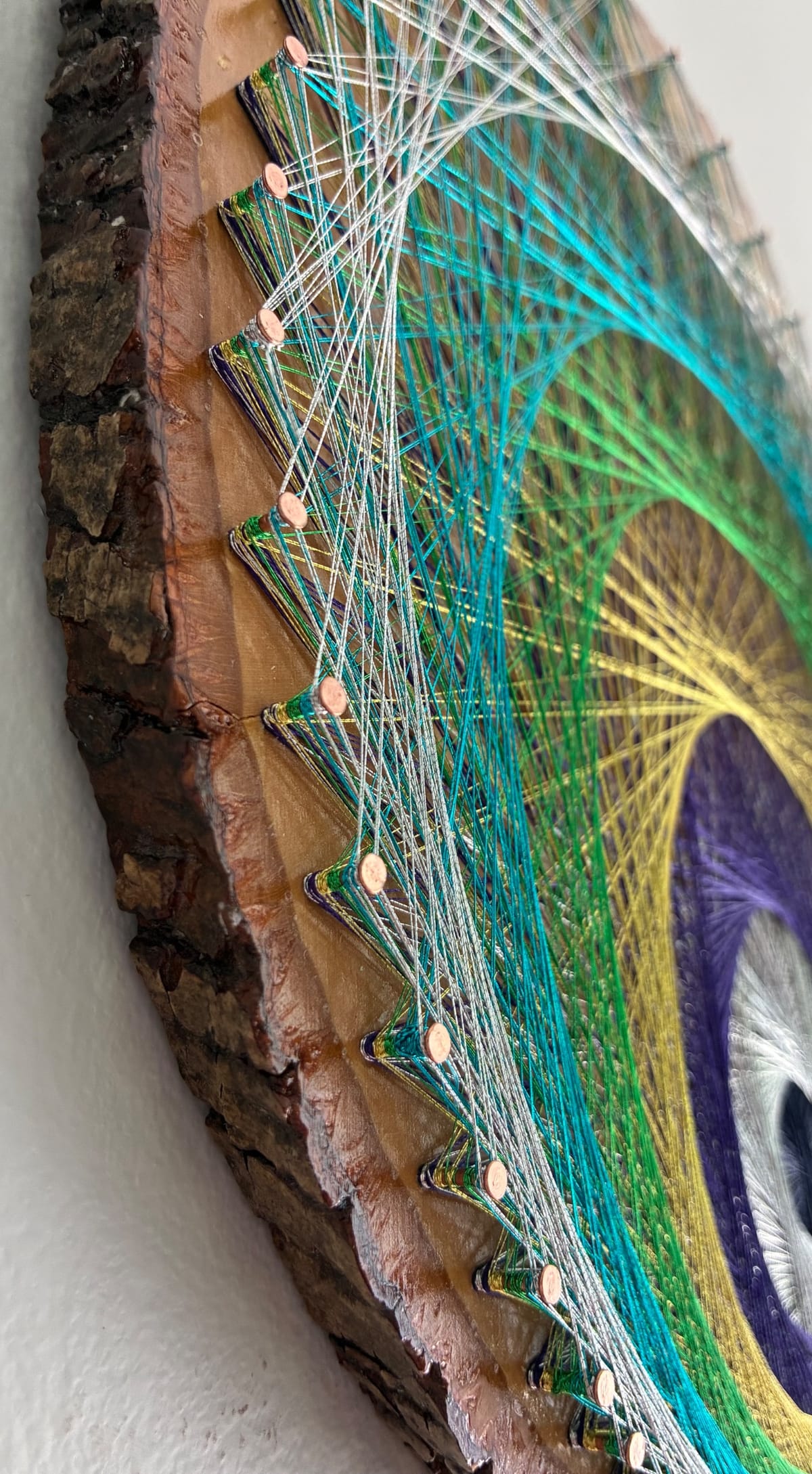 Peacock Tail String Art - Colorful Feather-Inspired Design, detail view 6 — handmade string art by Asja