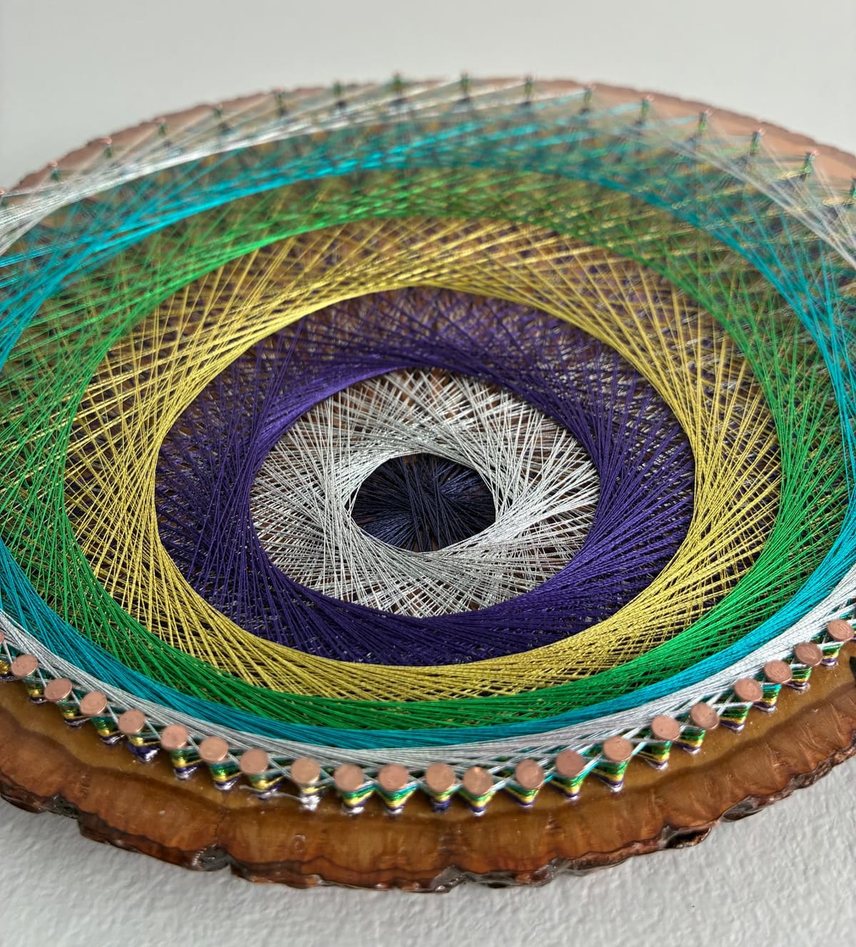 Peacock Tail String Art - Colorful Feather-Inspired Design, detail view 7 — handmade string art by Asja