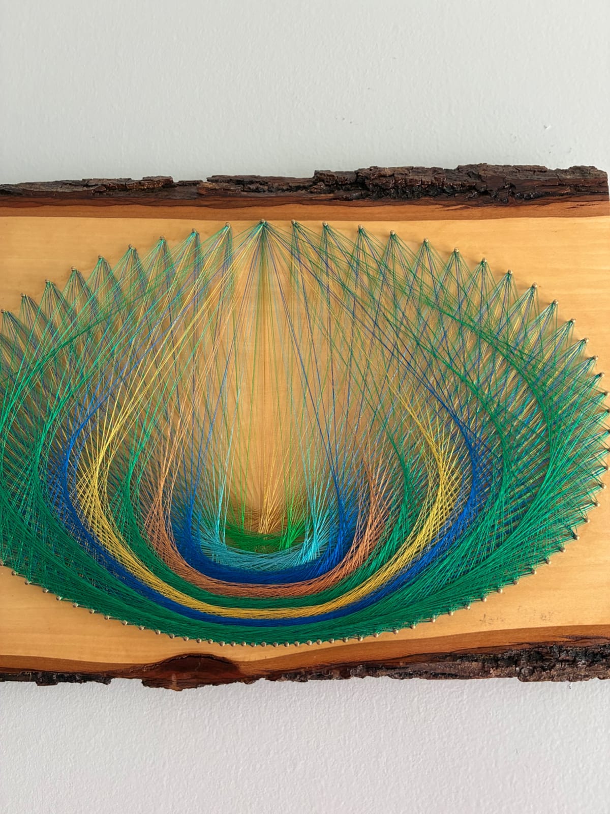 Emerald Current String Art - Nature-Inspired Green & Blue Fiber Art, detail view 5 — handmade string art by Asja