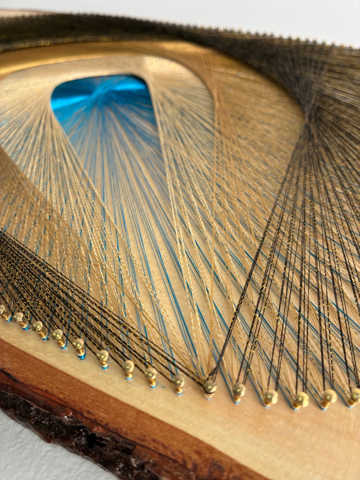 Golden Current String Art - Blue, Gold & Charcoal, detail view 4 — handmade string art by Asja