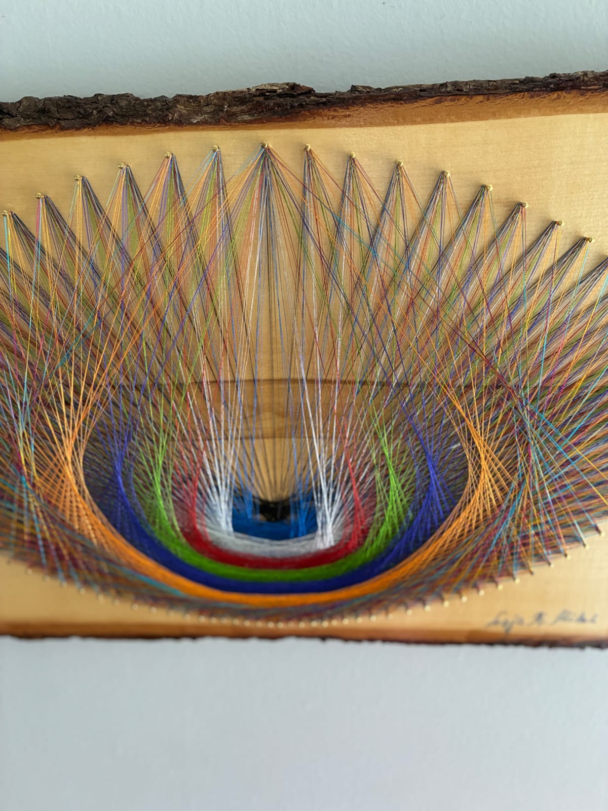 Nature-Inspired Color Flow String Art - Live-Edge Wood, detail view 5 — handmade string art by Asja