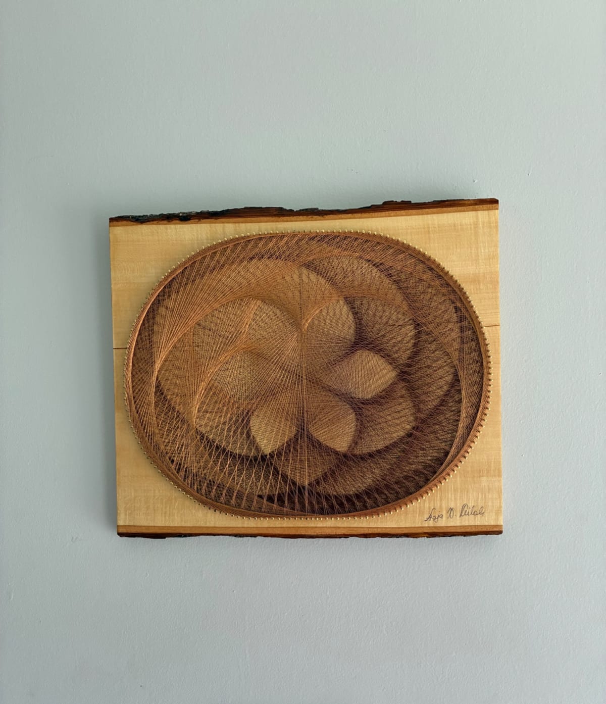 Taupe Floral String Art - Handmade Neutral Wall Art, detail view 3 — handmade string art by Asja