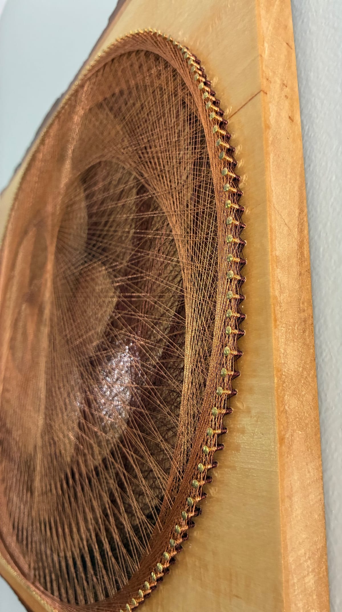 Taupe Floral String Art - Handmade Neutral Wall Art, detail view 4 — handmade string art by Asja