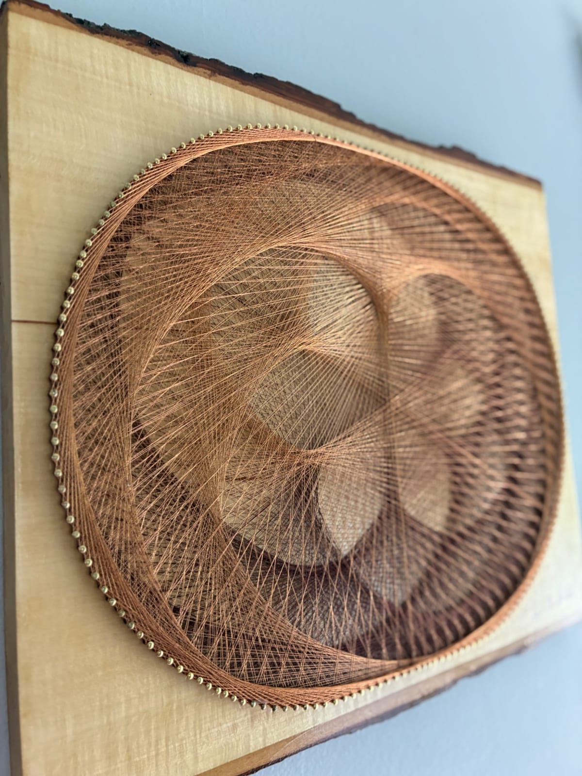 Taupe Floral String Art - Handmade Neutral Wall Art, detail view 6 — handmade string art by Asja