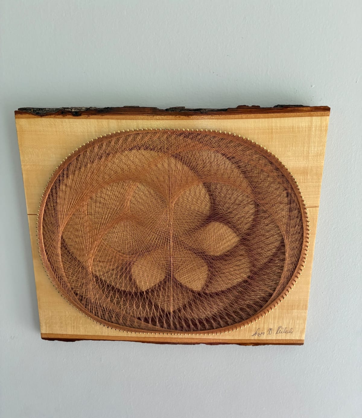 Taupe Floral String Art - Handmade Neutral Wall Art, detail view 7 — handmade string art by Asja