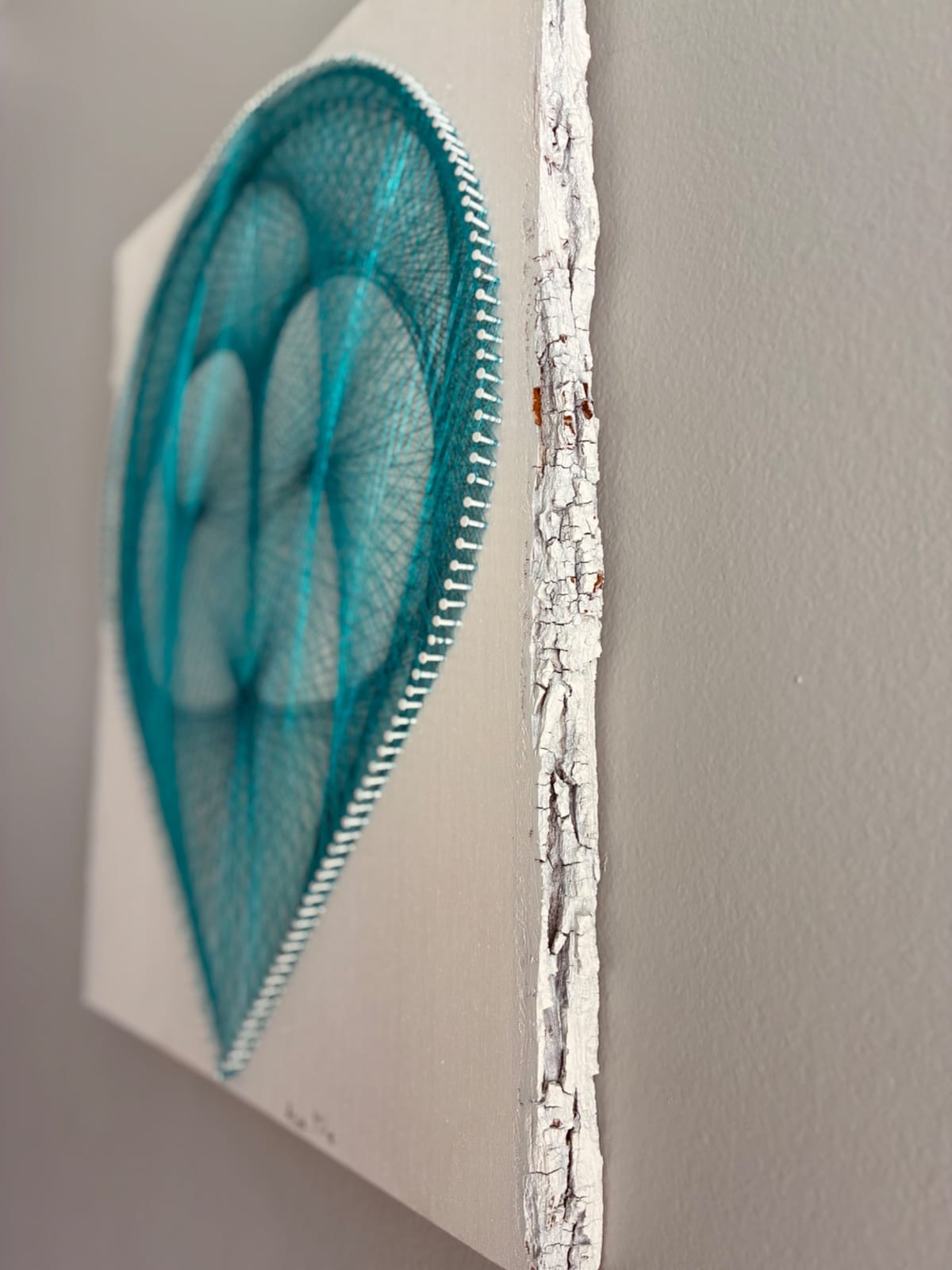 Turquoise Geometric String Art - Handmade Modern Wall Art, detail view 4 — handmade string art by Asja