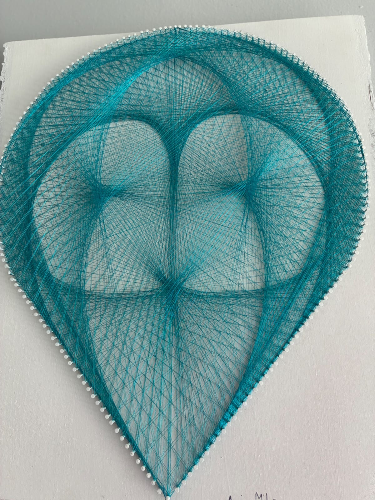 Turquoise Geometric String Art - Handmade Modern Wall Art, detail view 5 — handmade string art by Asja