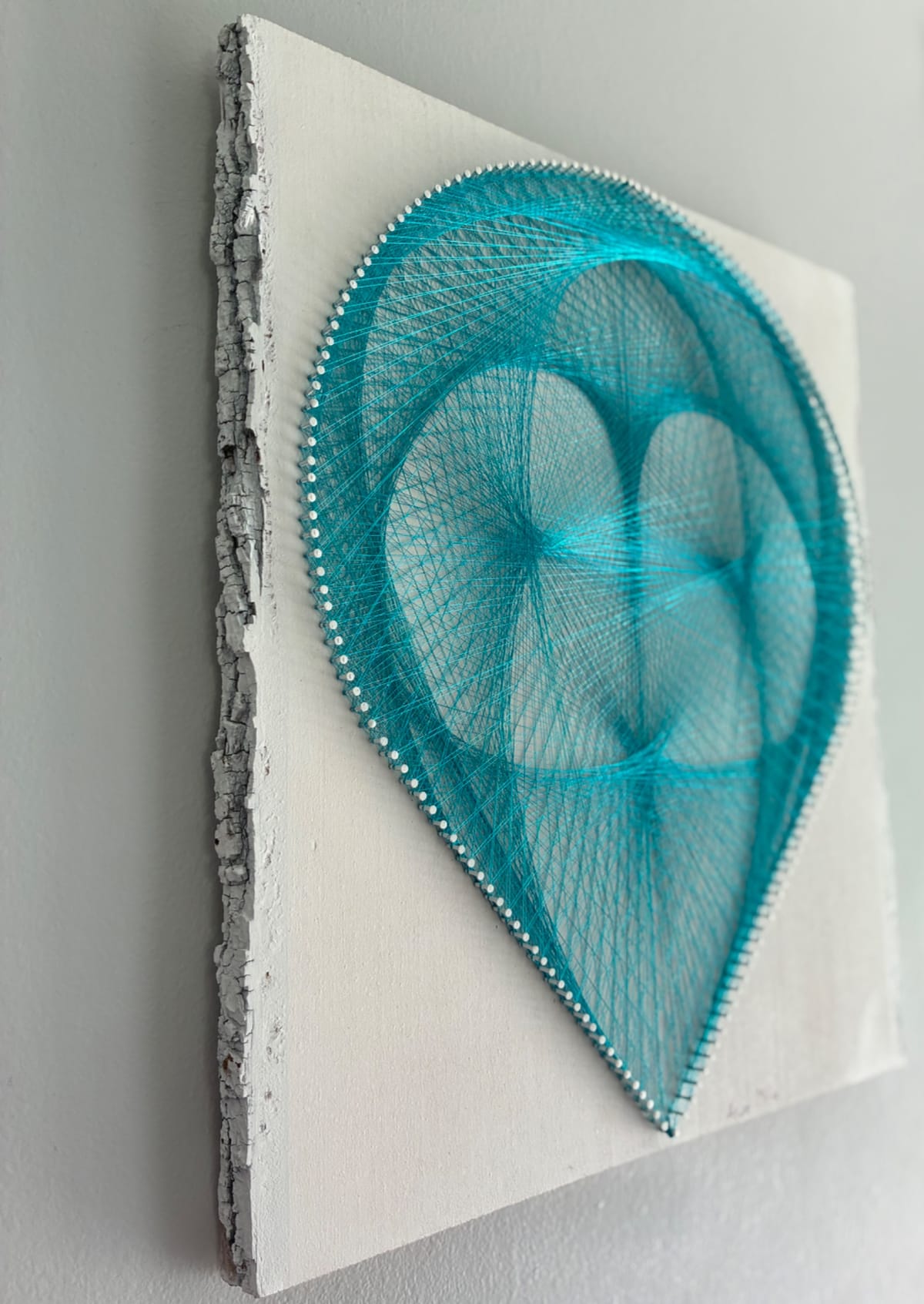Turquoise Geometric String Art - Handmade Modern Wall Art, detail view 6 — handmade string art by Asja