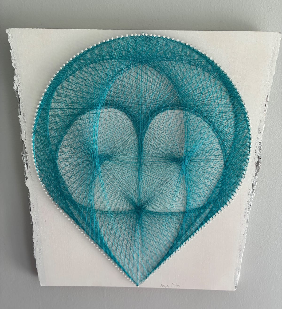 Turquoise Geometric String Art - Handmade Modern Wall Art, detail view 7 — handmade string art by Asja