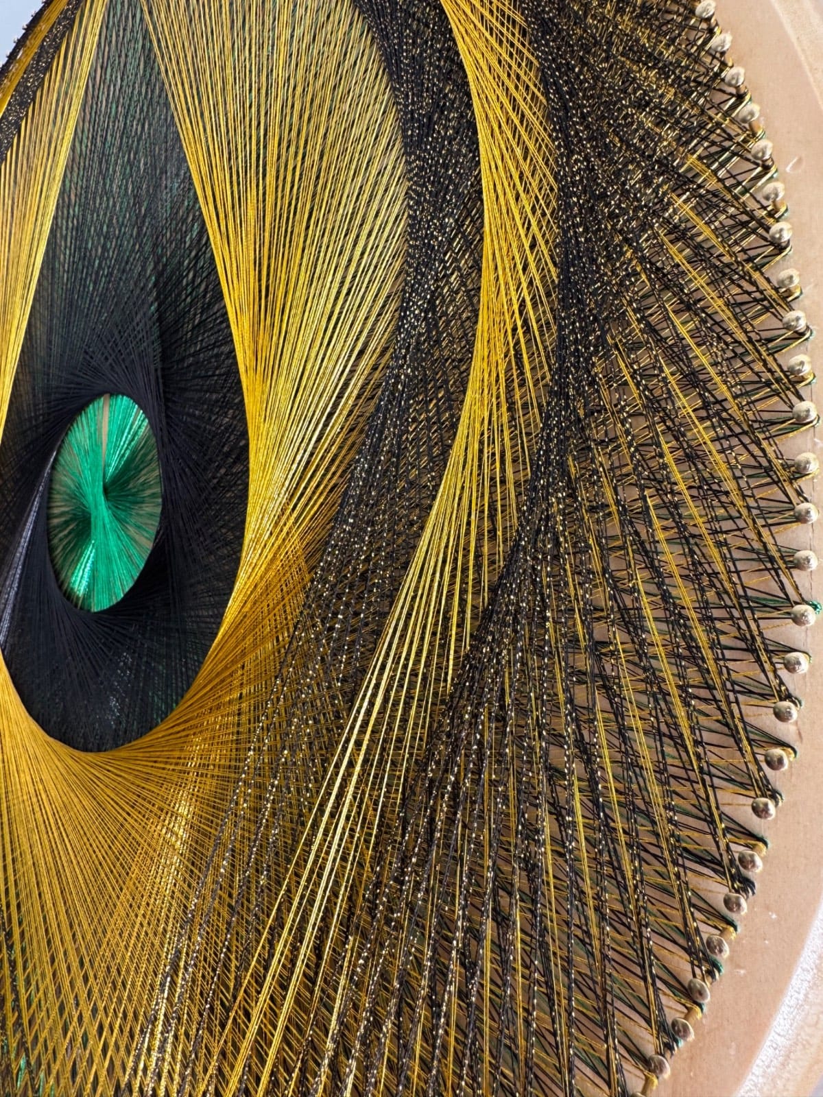 Gold, Black & Emerald Cosmic Eye String Art, detail view 9 — handmade string art by Asja