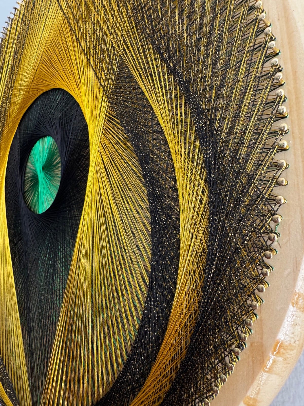 Gold, Black & Emerald Cosmic Eye String Art, detail view 5 — handmade string art by Asja