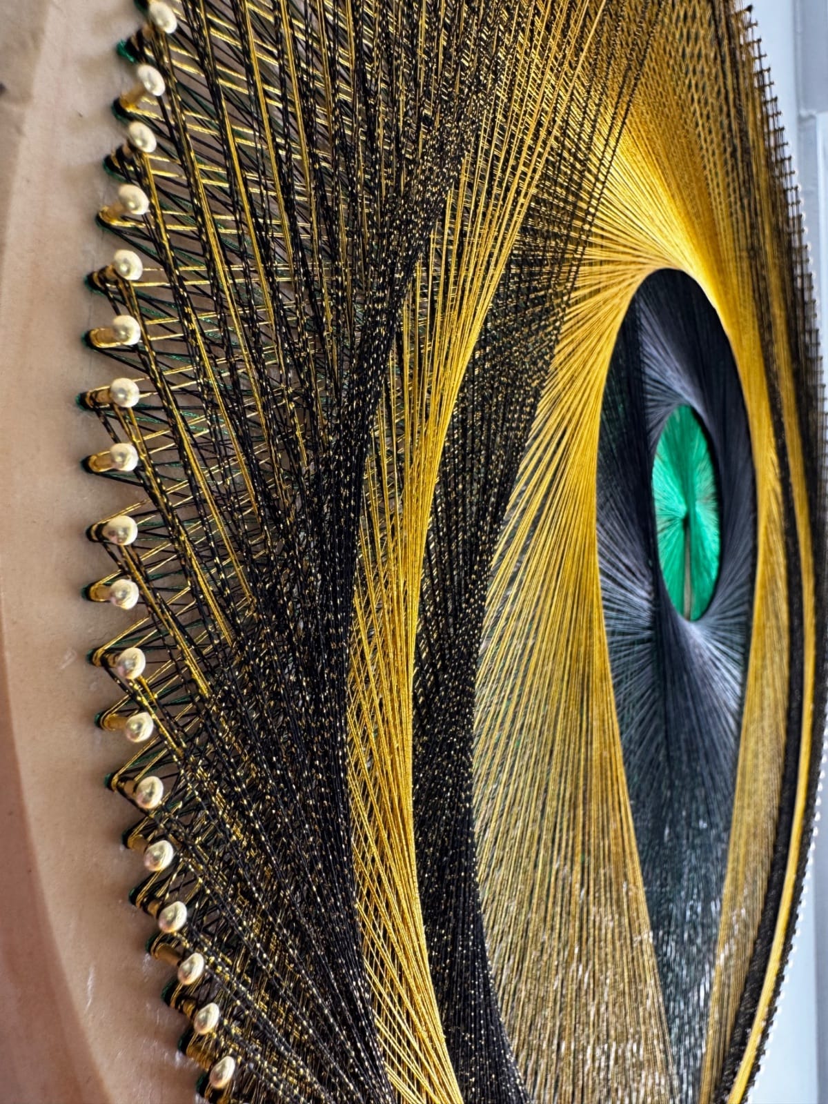 Gold, Black & Emerald Cosmic Eye String Art, detail view 4 — handmade string art by Asja