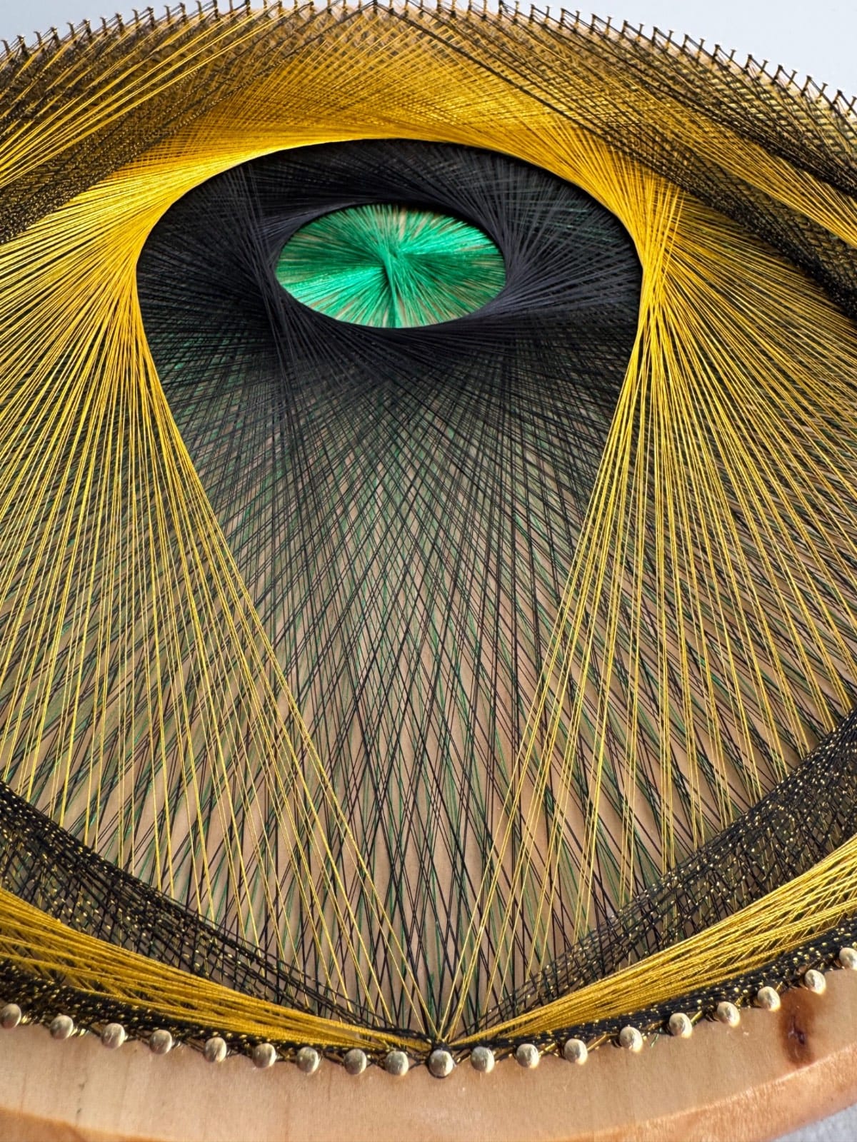 Gold, Black & Emerald Cosmic Eye String Art, detail view 3 — handmade string art by Asja