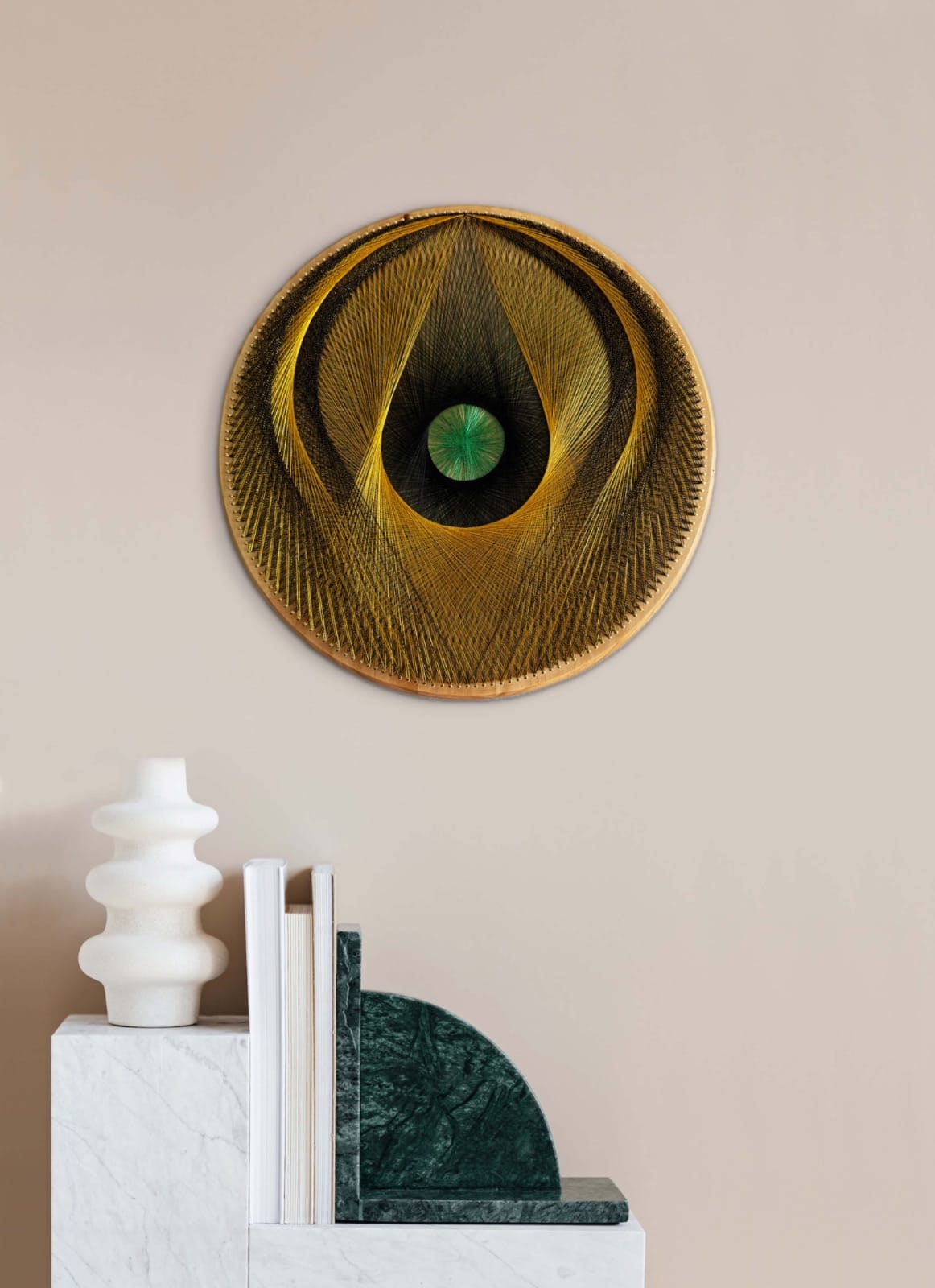 Gold, Black & Emerald Cosmic Eye String Art — handmade string art by Asja